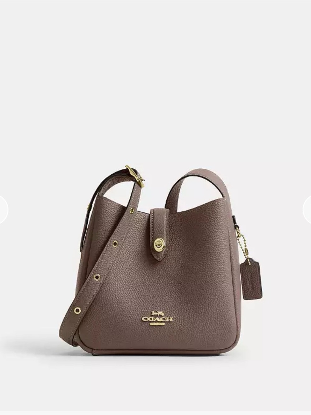 Coach Mini Hadley Stone Pebbled Leather Small Shoulder Bag with Gold Hardware